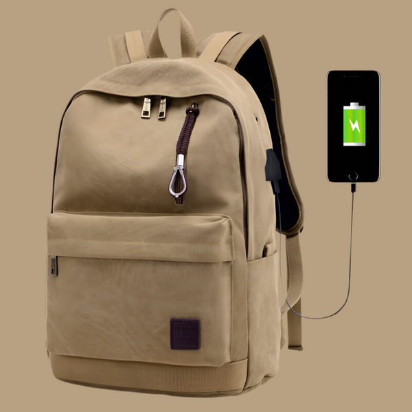 Canvas backpack usb rechargeable backpack