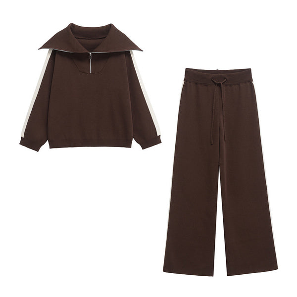 Kebi Striped  Sweater Pants Suit Women's